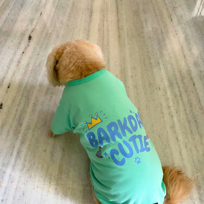 Bday Edit Barkday Cutie T-shirt Aqua Green