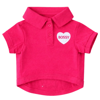 Dog Polo T-Shirt – Bossy (Pink)