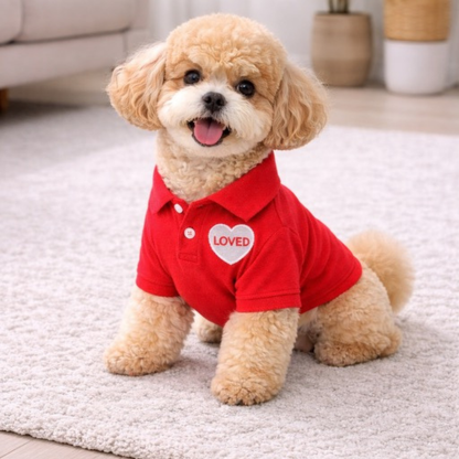 Dog Polo T-Shirt – Loved (Red)