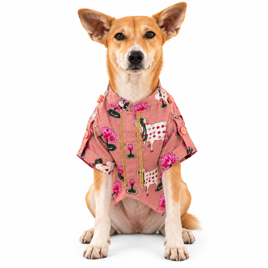 Pichwai Festive Kurta For Dogs – Pink