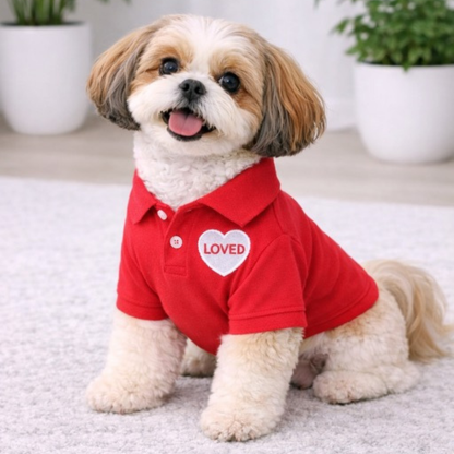 Dog Polo T-Shirt – Loved (Red)