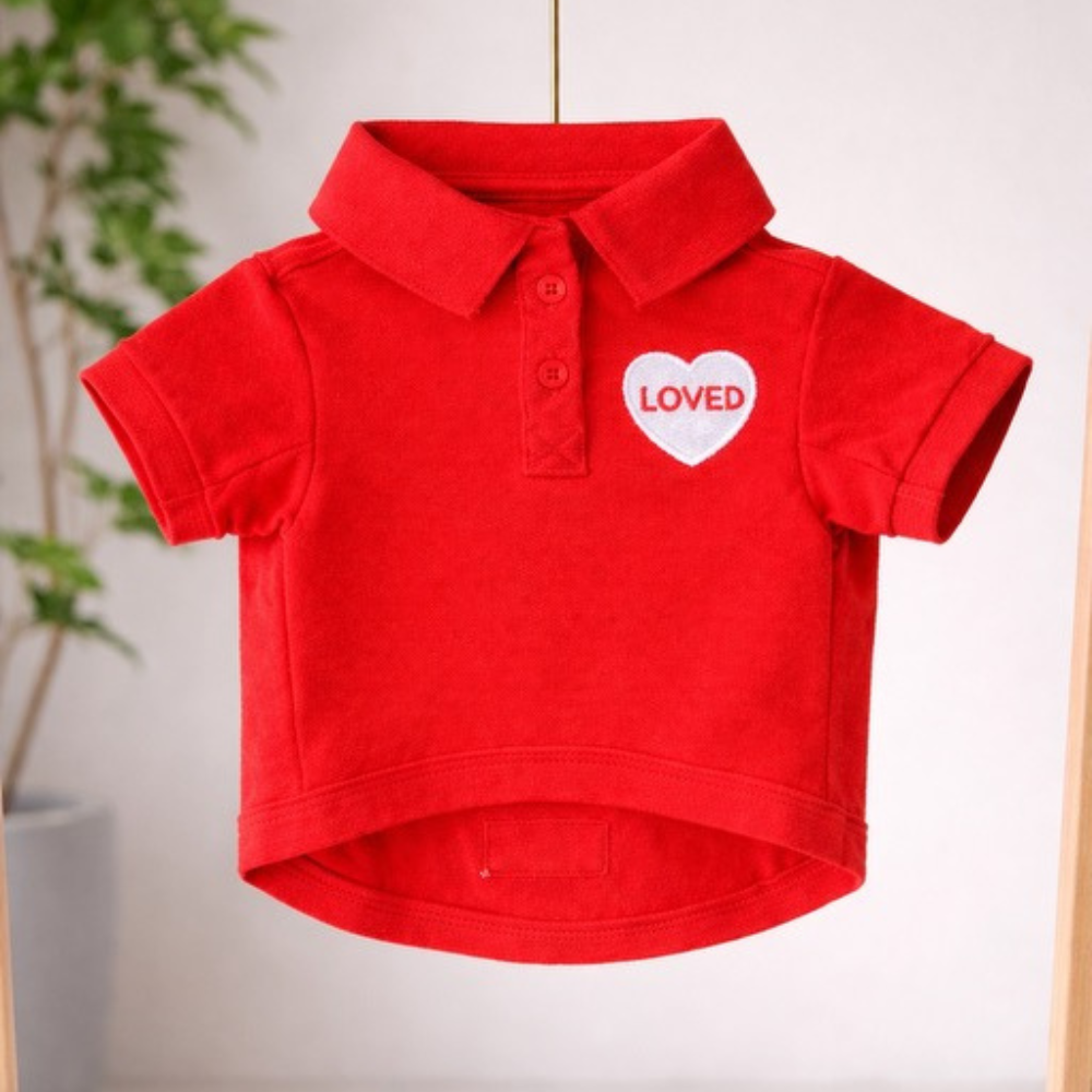 Dog Polo T-Shirt – Loved (Red)