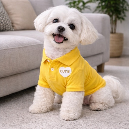 Dog Polo T-Shirt – Cutie (Yellow)