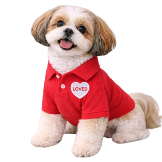 Dog Polo T-Shirt – Loved (Red)