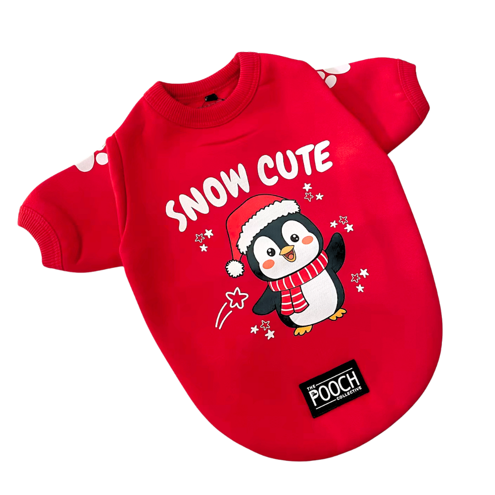 Snow Cute Dog Fleece sweatshirt ( Red )