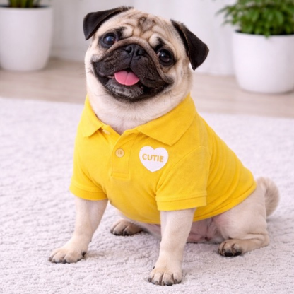 Dog Polo T-Shirt – Cutie (Yellow)