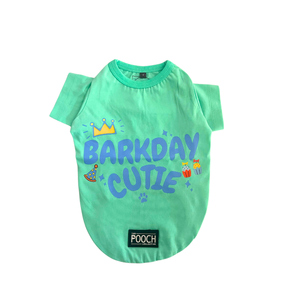 Bday Edit Barkday Cutie T-shirt Aqua Green