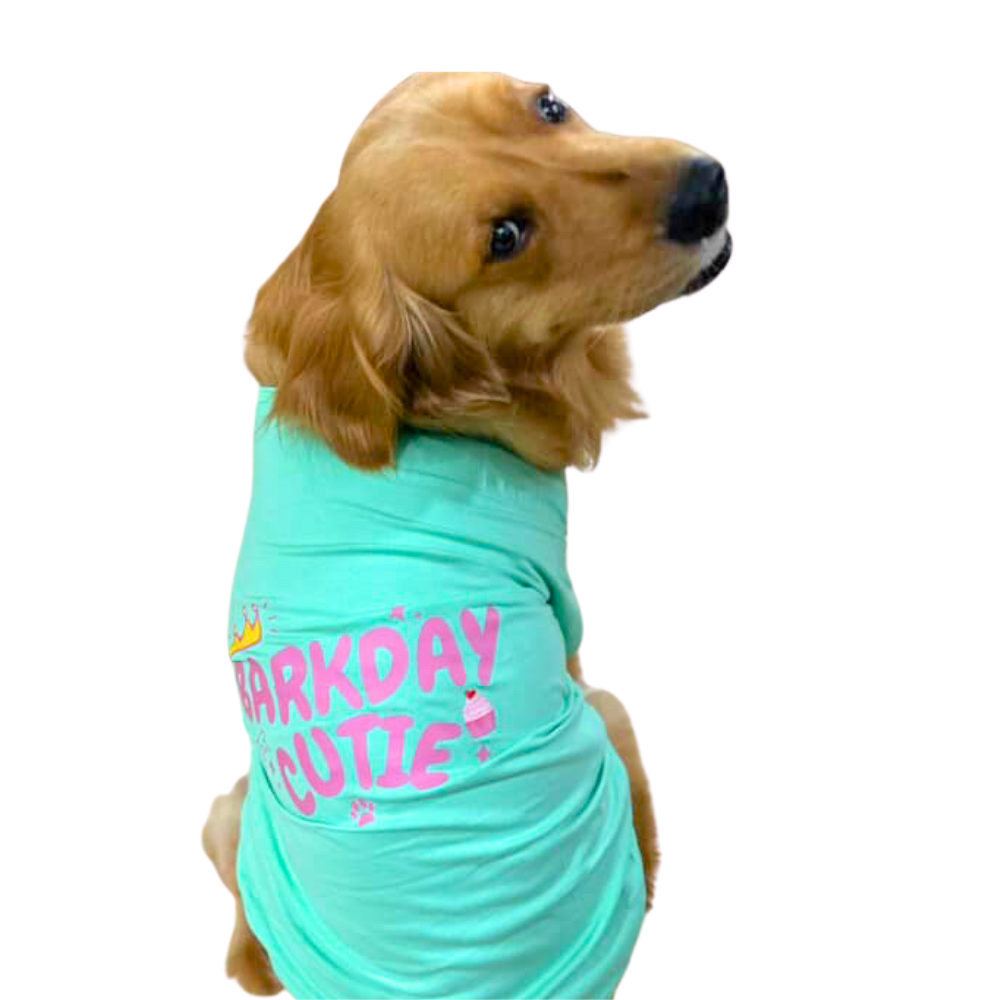 Bday Edit Barkday Cutie T-shirt Aqua Green