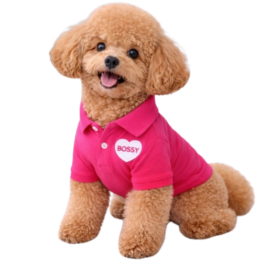 Dog Polo T-Shirt – Bossy (Pink)